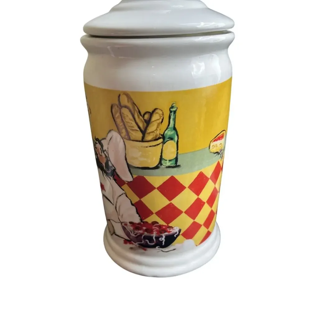 Vintage Chef Kitchen Canister Jar – Italian French Style – 8” with Lid